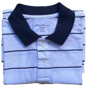 Eddie Bauer, white and black striped Polo Shirt classic nautical size Xl Nwt